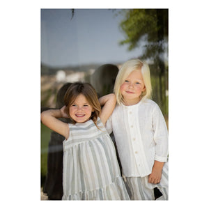 1+ in the family - Vestido de Lino Rayado Calonge | Crudo