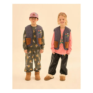 Jelly Mallow - Chaleco sin mangas reversible con bloques de color estilo sherpa | Azul marino