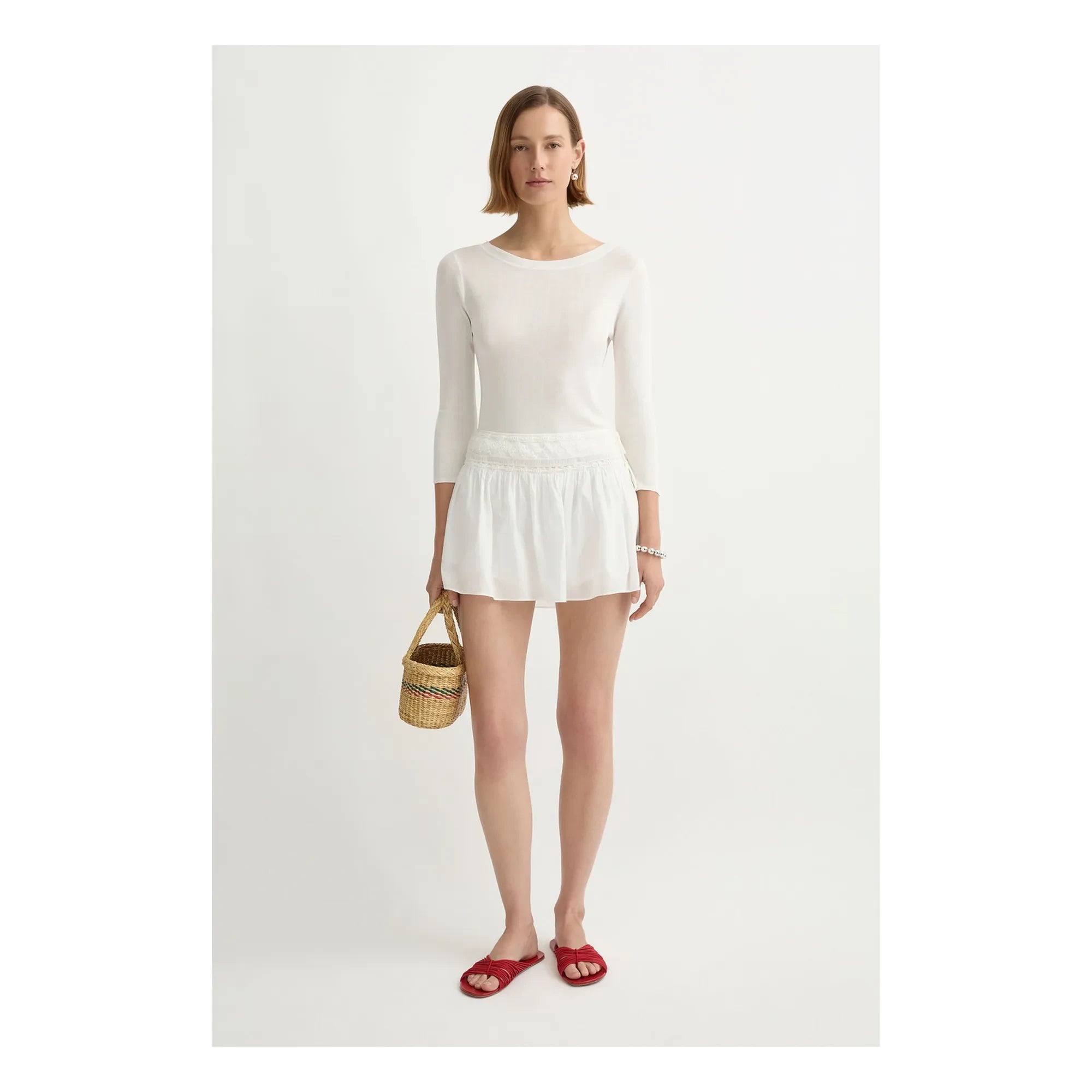 Posse - Danielle Minifalda de algodón | Blanco