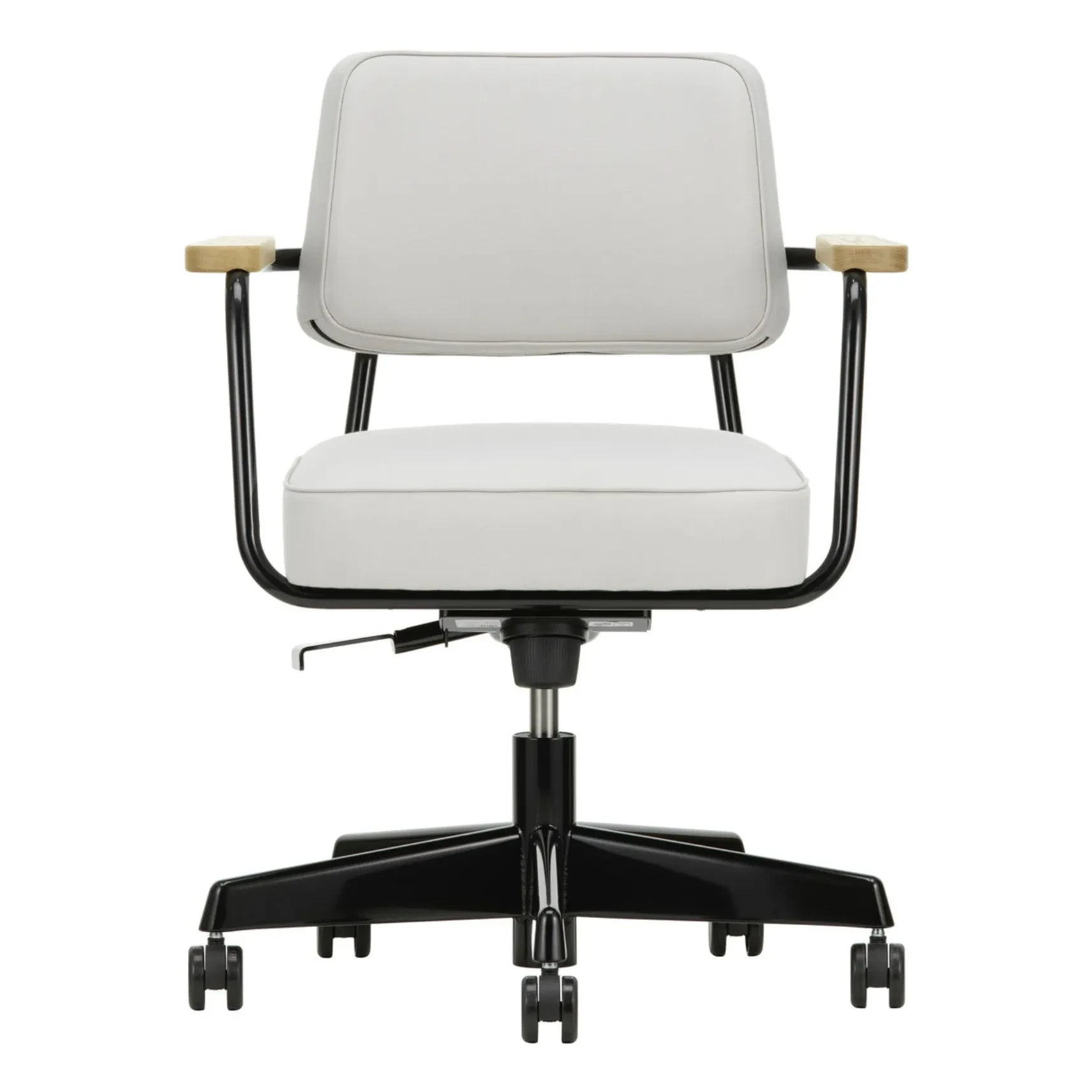 Vitra - Silla giratoria de oficina, base negra - Jean Prouvé | Gris perla