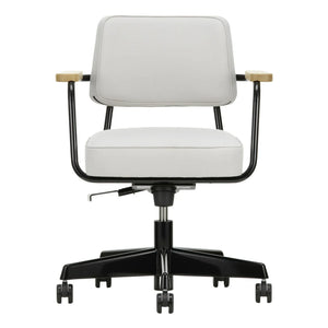 Vitra - Silla giratoria de oficina, base negra - Jean Prouvé | Gris perla