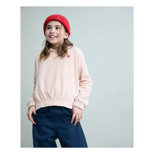 Búho - Kadife Kalp Kapüşonlu Sweatshirt | Açık Pembe