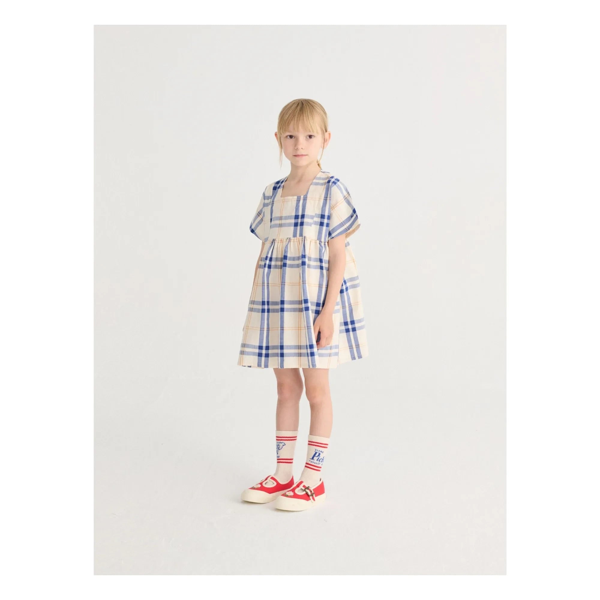 Bobo Choses - Vestido de algodón orgánico a cuadros | Crudo