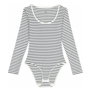 Petit Bateau - Body Acanalado Rayado | Blanco