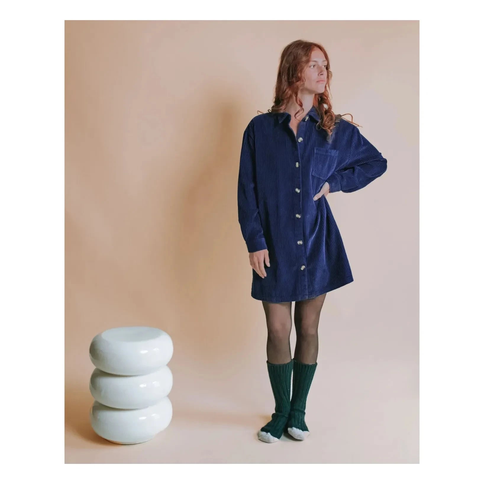 Emile et Ida - Vestido de terciopelo Equinoxe | Azul marino