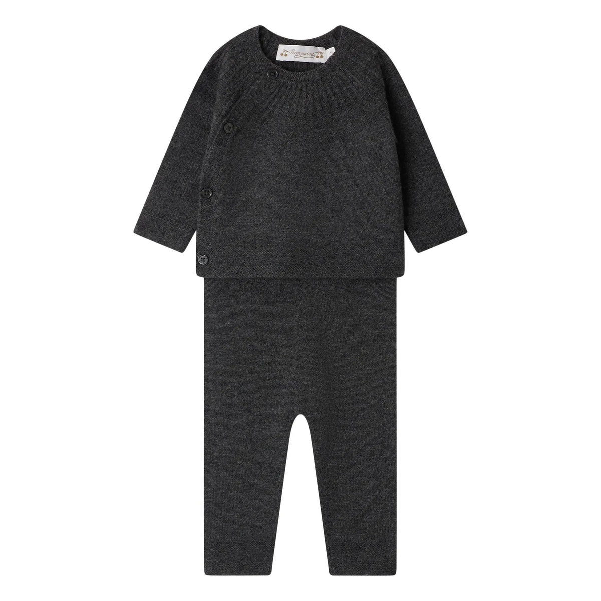 Bonpoint - Conjunto de Blusa Jina Laine y Leggings | Gris carbón