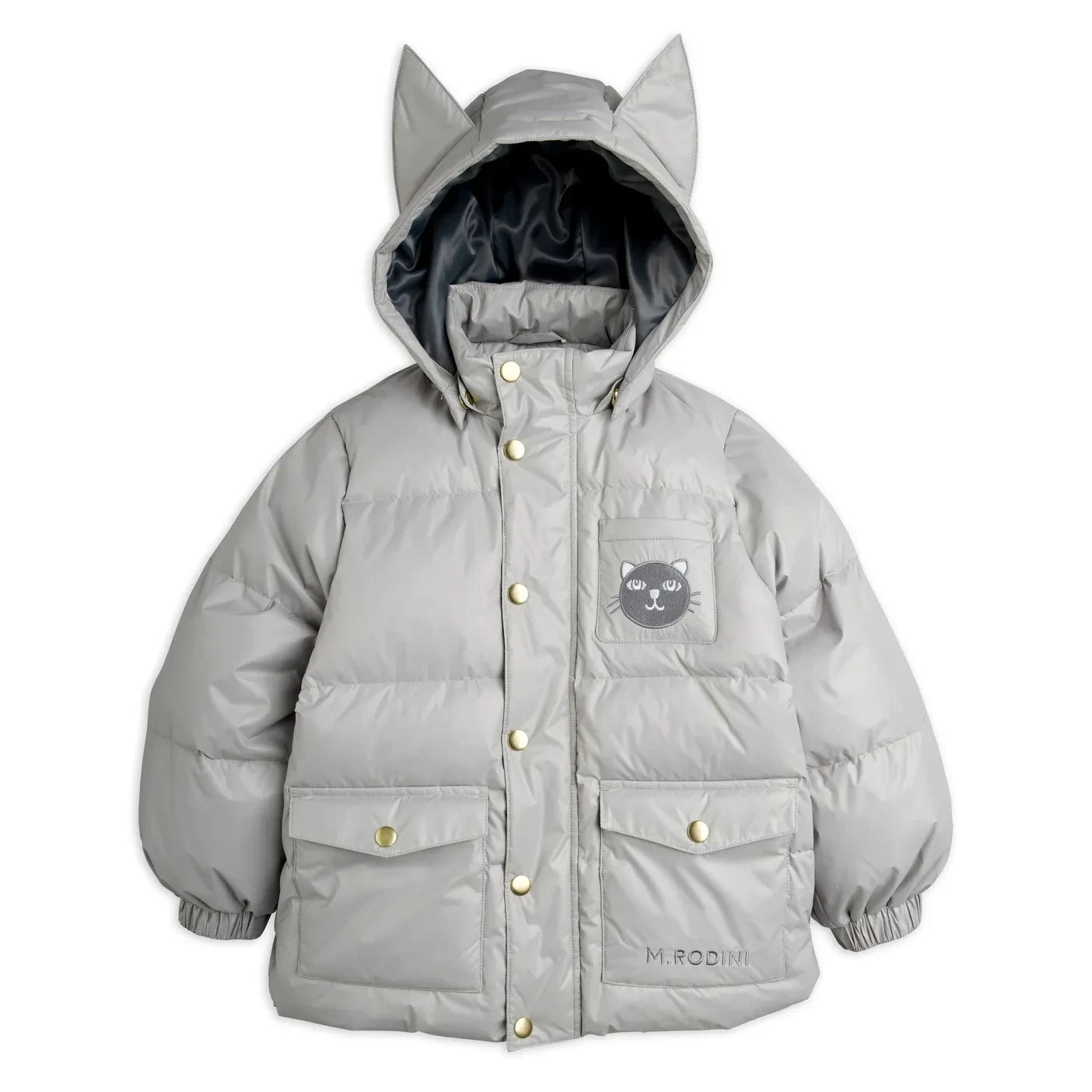 Mini Rodini - Chaqueta acolchada con orejas de fibra reciclada | Gris