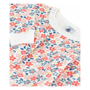 Petit Bateau - Conjunto de pijama de algodón orgánico con estampado floral y bordes en contraste | Blanco