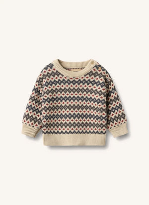 Wheat - Jersey jacquard para bebé Harlow de algodón orgánico | Beige