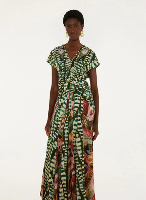 Farm Rio - Vestido de Pájaros y Hojas | Verde