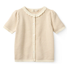 Copenhague Colors - Cárdigan jacquard de algodón orgánico de manga corta | Beige rosado