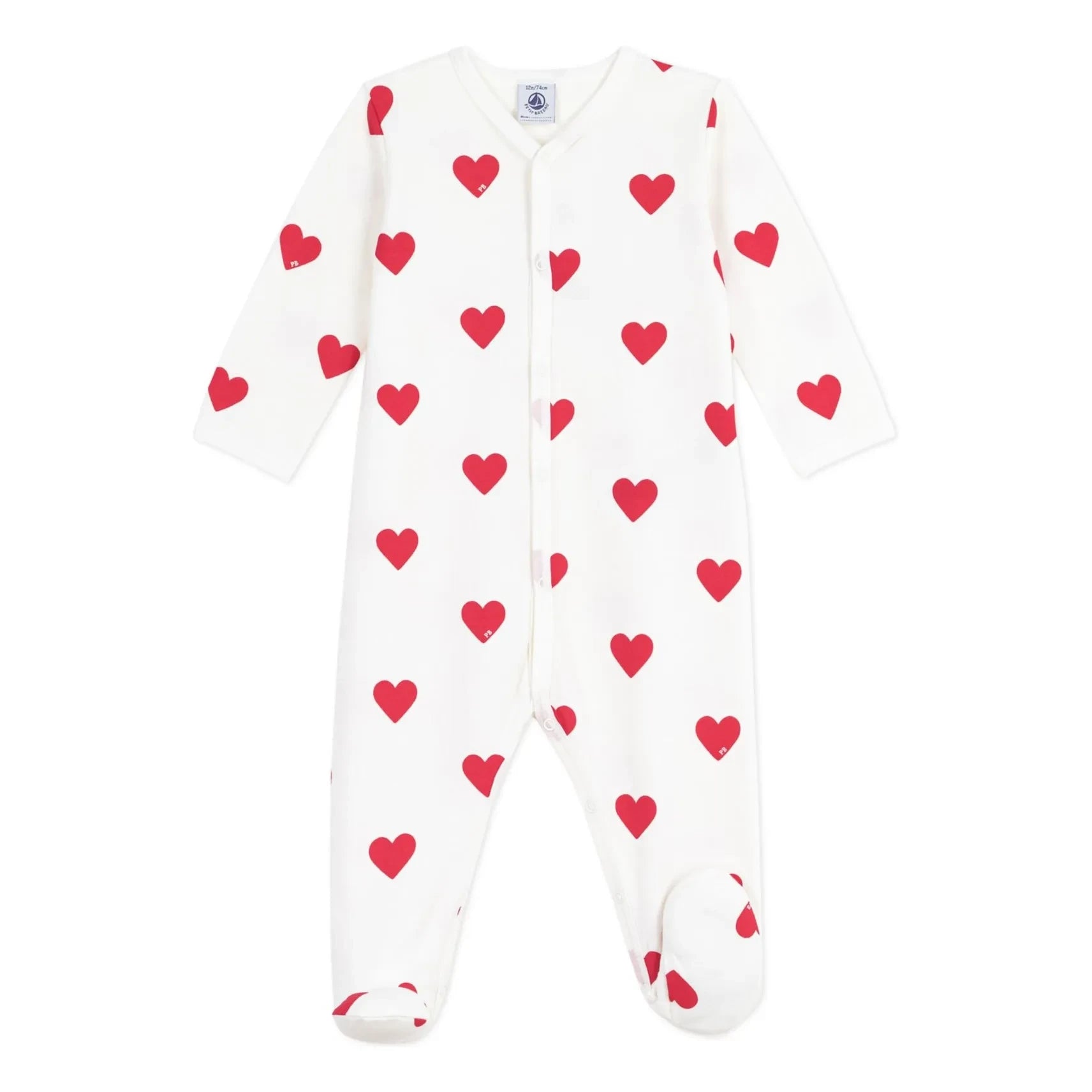 Petit Bateau - Pijama Dormir Corazones Felpa | Blanco