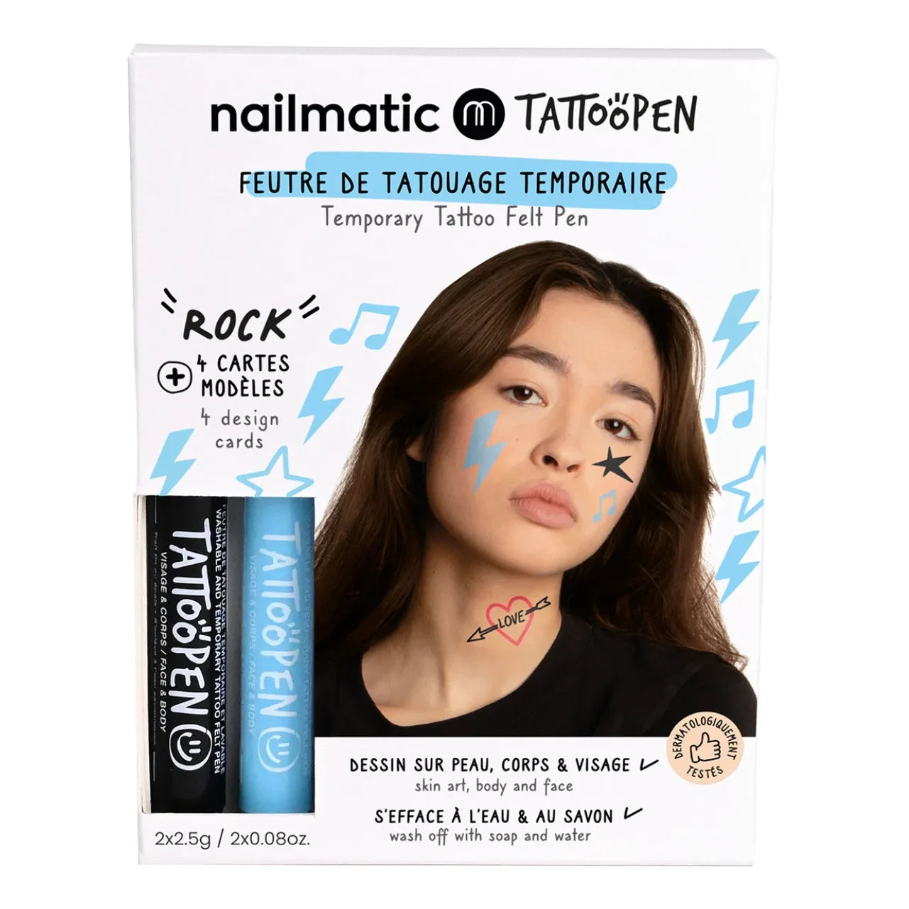 Nailmatic Kids - Tattoopen Rock - Set de dos rotuladores para tatuajes