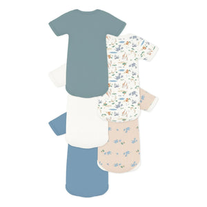 Petit Bateau - Conjunto de 5 Bodys de Algodón Orgánico con Estampado de Animales | Azul