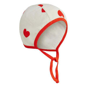 Mini Rodini - Gorro con estampado de corazones de algodón orgánico | Blanco