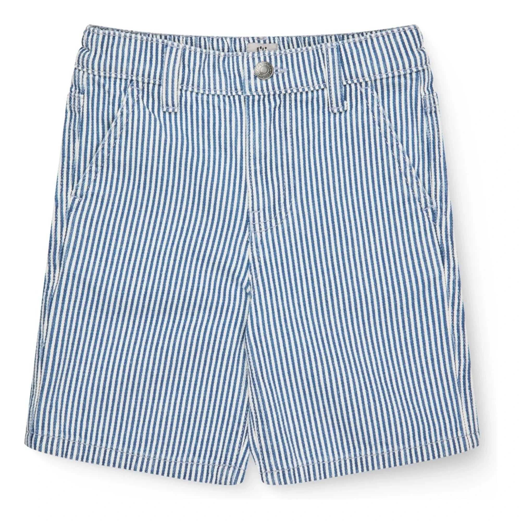 Copenhagen Colors - Pantalón corto bermuda de gabardina de algodón orgánico a rayas | Azul vaquero