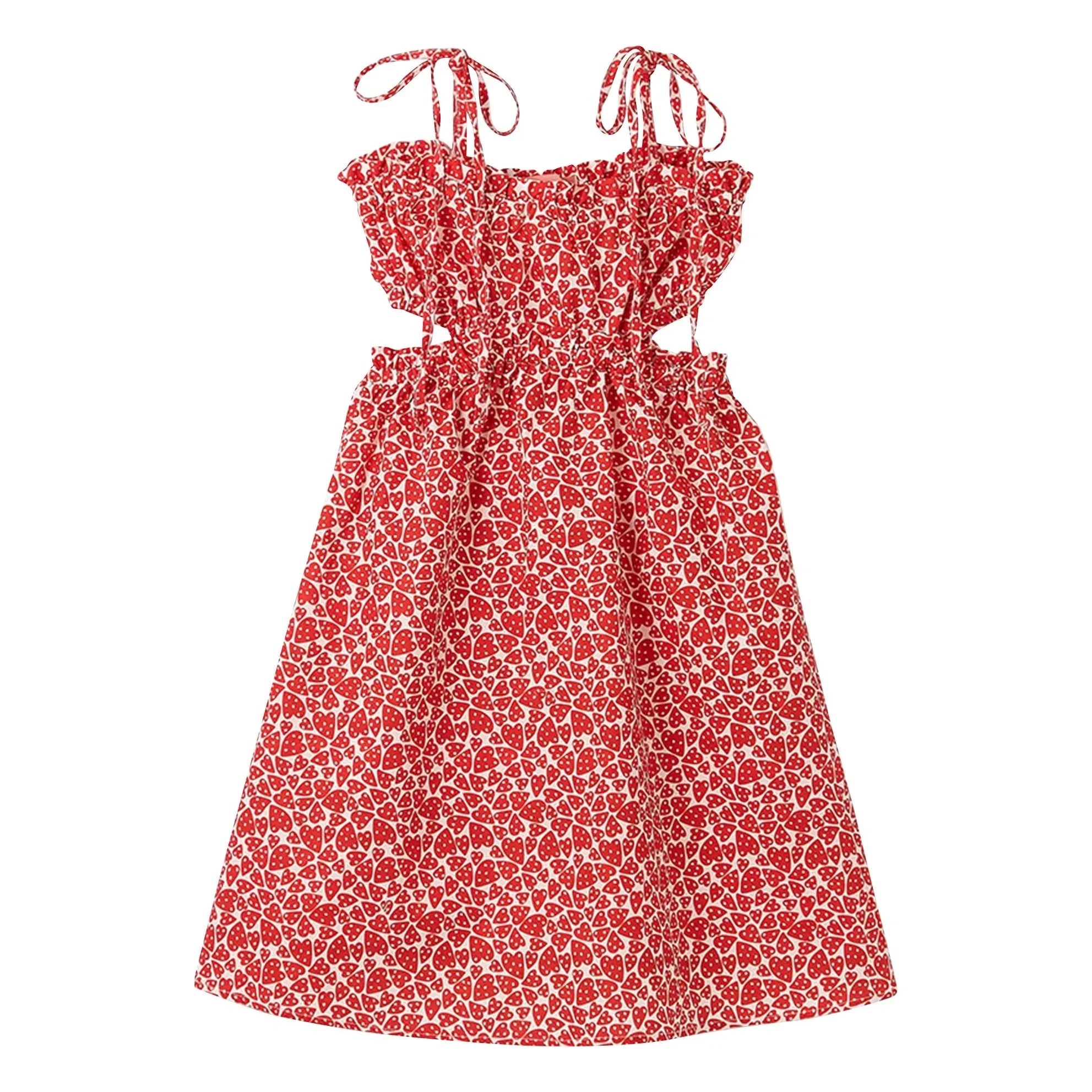 Fábula - Vestido de Corazones de Corte Medio | Rojo