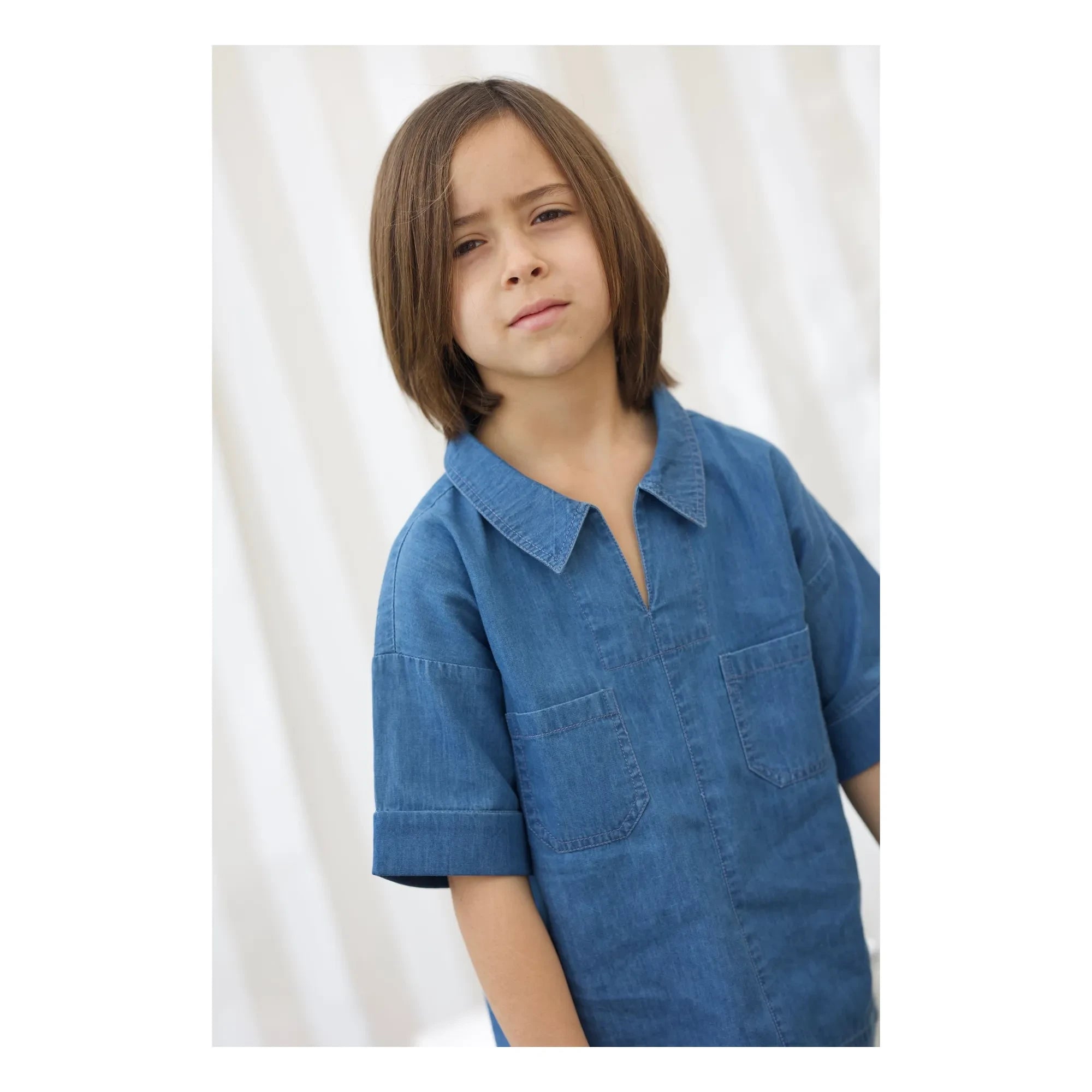 Lililotte - Camisa de algodón orgánico Carl Tencel | Azul denim