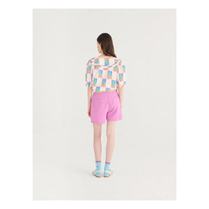 Bobo Choses - Shorts plisados de seersucker de algodón morado