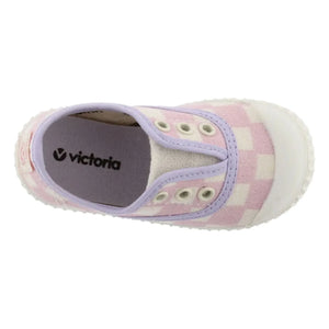 Victoria - Zapatillas de lona a cuadros rayados | Rosa