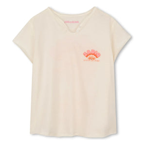 Zadig & Voltaire - Heart On Fire Tunus yakalı T-shirt | Ekru