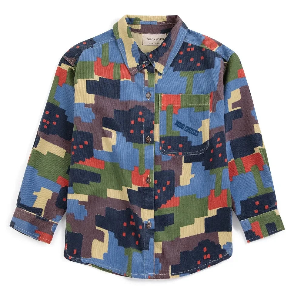 Bobo Choses - Camisa de camuflaje de algodón orgánico | Azul