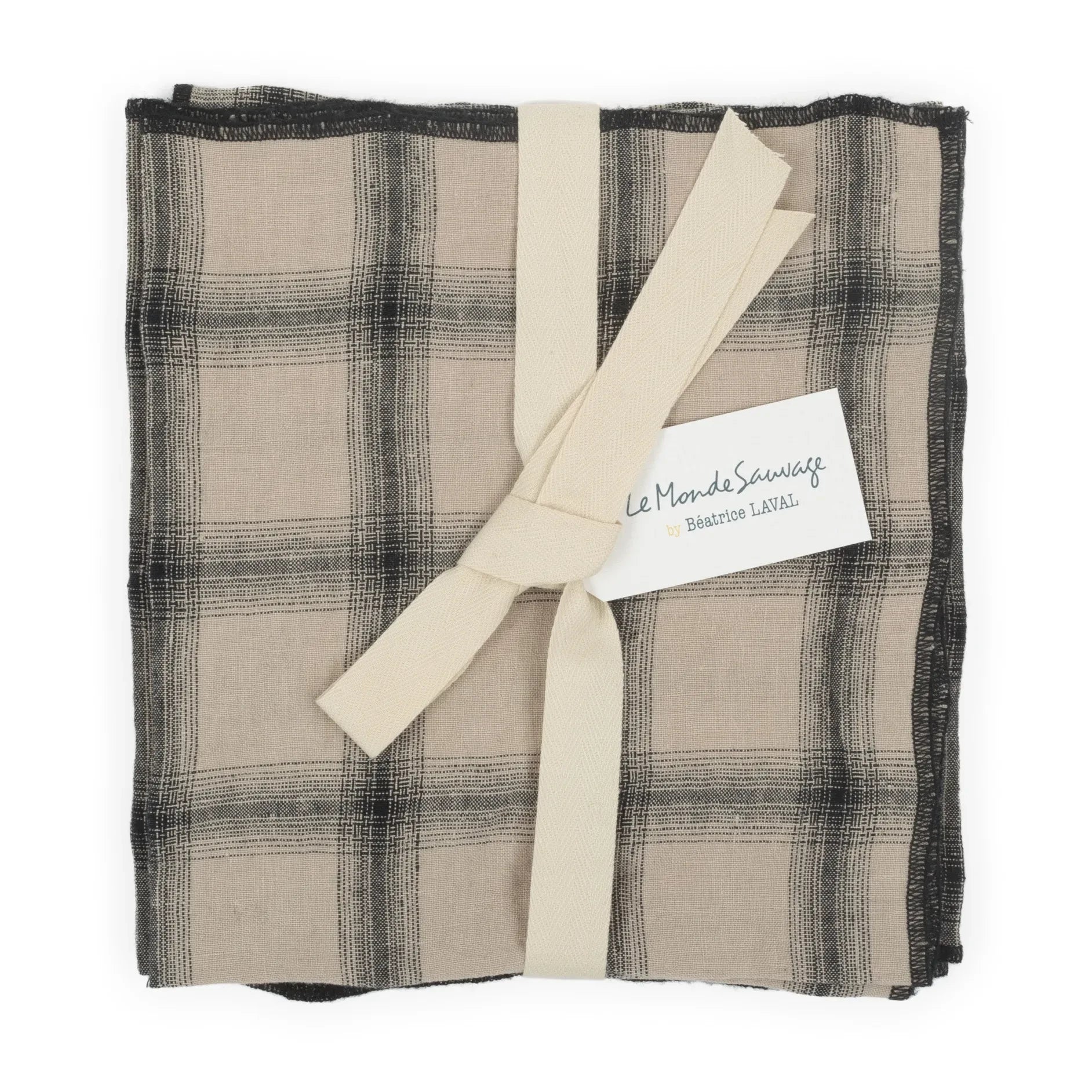 Le Monde Sauvage - Servilletas de lino lavado Highlands - Juego de 4 | Rosa beige