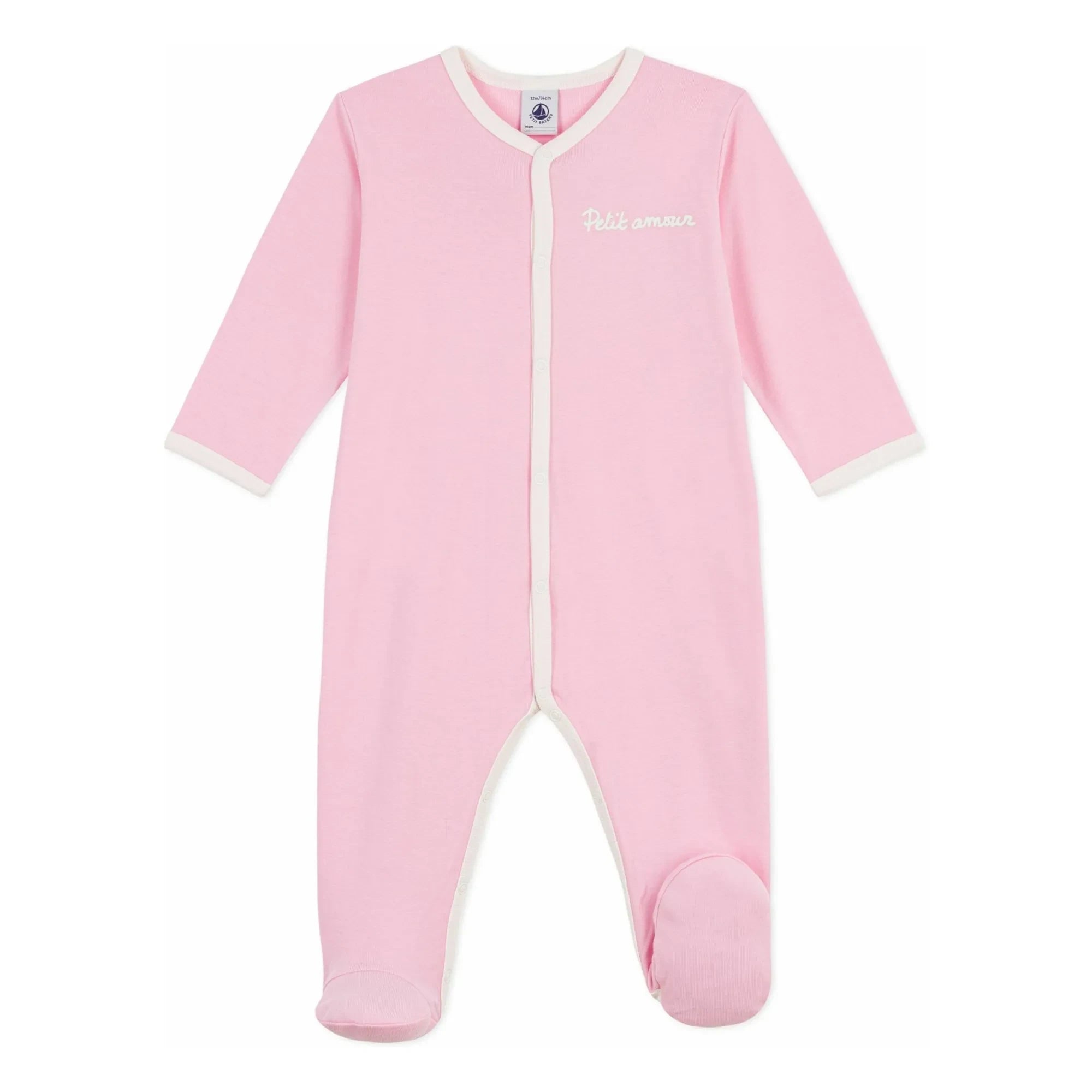 Petit Bateau - Pijama de algodón orgánico Dors Bien Petit Amour | Rosa