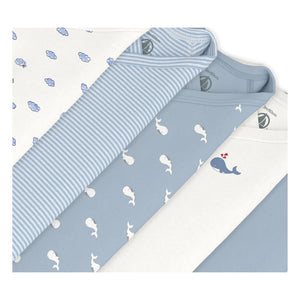 Petit Bateau - Bolsas cruzadas de ballenas de 5 piezas de algodón orgánico | Azul