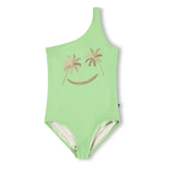 Molo - Bañador asimétrico Nai Golden Smile con fibras recicladas | Verde anís