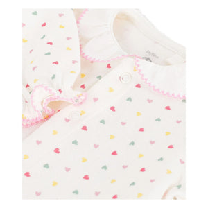 Petit Bateau - Pijama con pies Corazones de algodón orgánico tubique | Blanco
