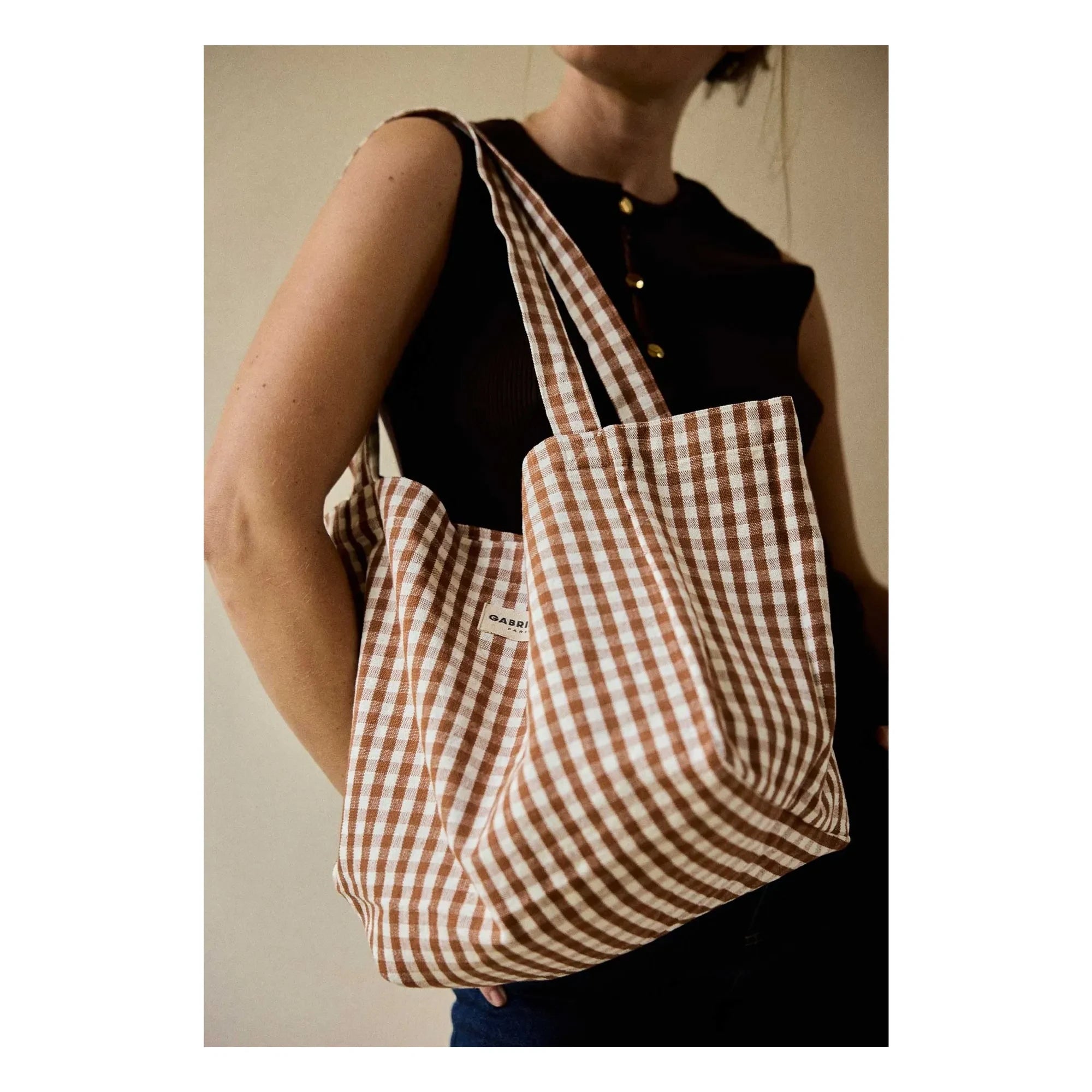 Gabrielle Paris - Bolso tote a cuadros Moka