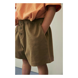 Gray Label - Pantalón corto con botones de algodón orgánico | Marrón caqui