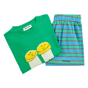 Bobo Choses - Conjunto de camiseta y pantalón corto de algodón orgánico Salt and Pepper | Verde