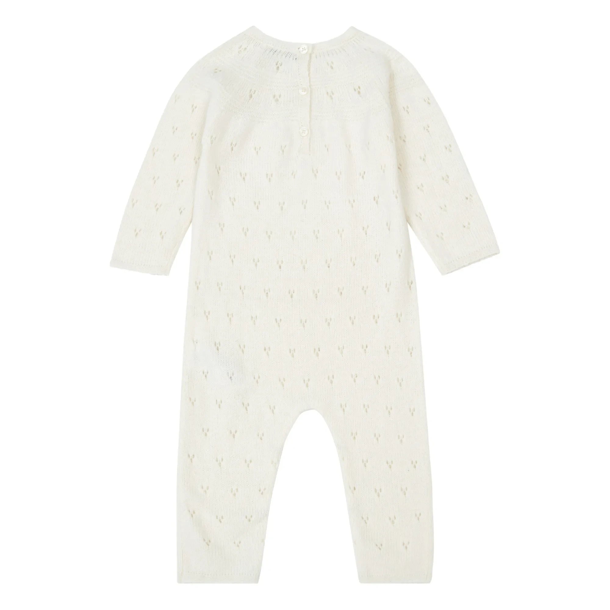 Bonton - Mameluco de lana merina calada | Crudo