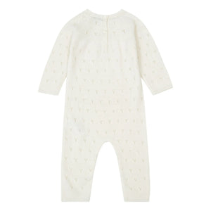 Bonton - Mameluco de lana merina calada | Crudo