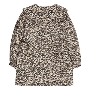 the new society - Nelia Leopar Vestido Doble de Muselina | Beige