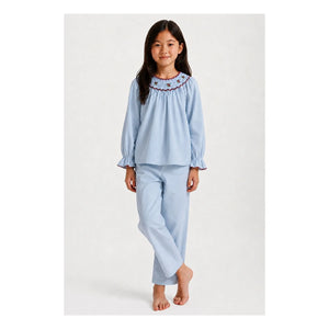 Folkloore - Çiçek Nakışlı Pijama - Çocuk Koleksiyonu | Mavi