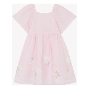 Tartine et Chocolat - Vestido rosa empolvado con estampado floral y mangas abullonadas