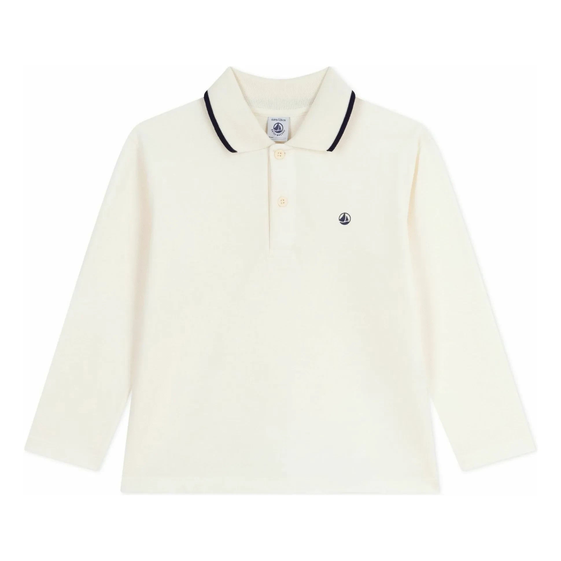 Petit Bateau - Polo de algodón orgánico con ribete en contraste | Crudo