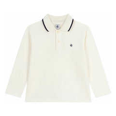 Petit Bateau - Polo de algodón orgánico con ribete en contraste | Crudo