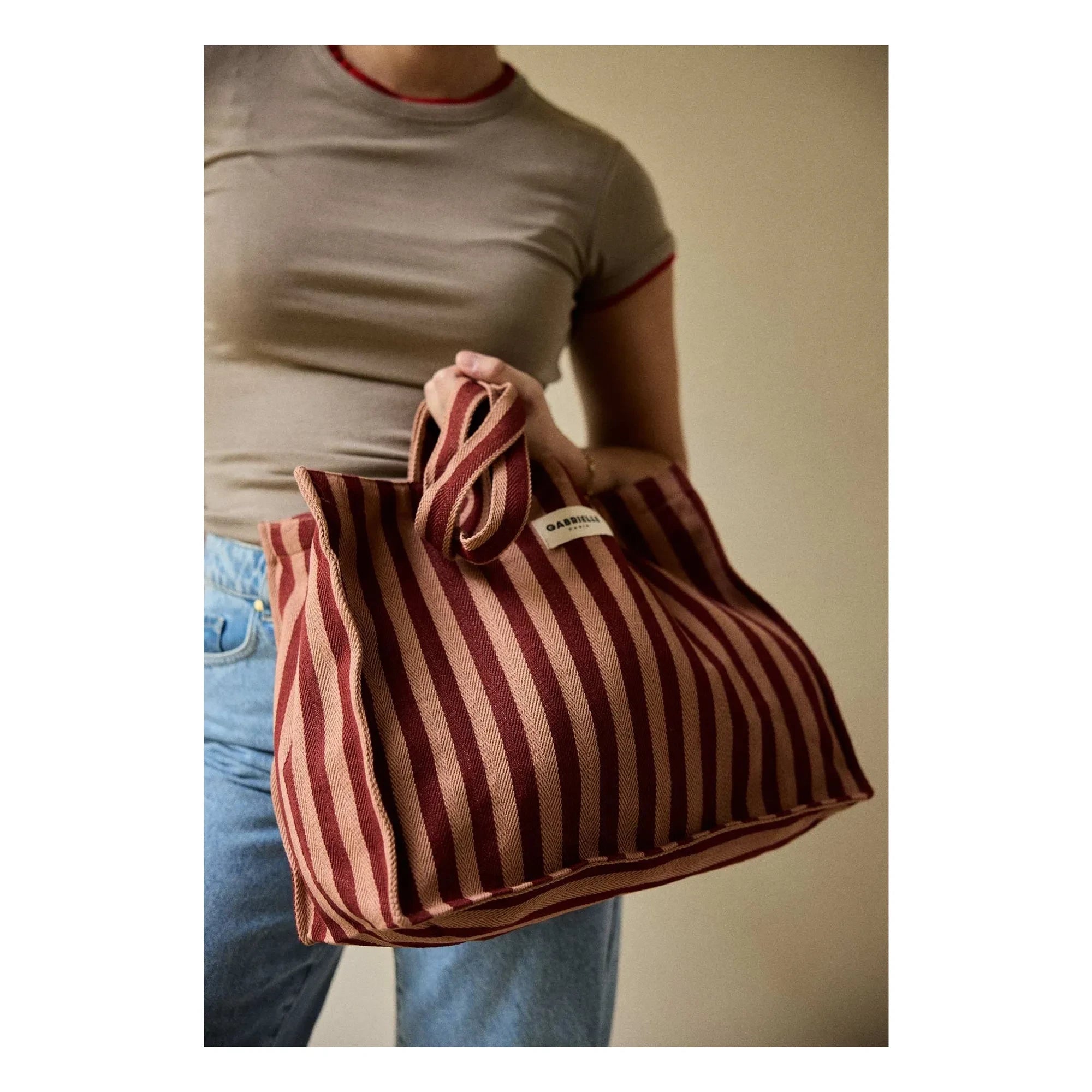 Gabrielle Paris - Bolsa de fin de semana de rayas Garance | Rojo