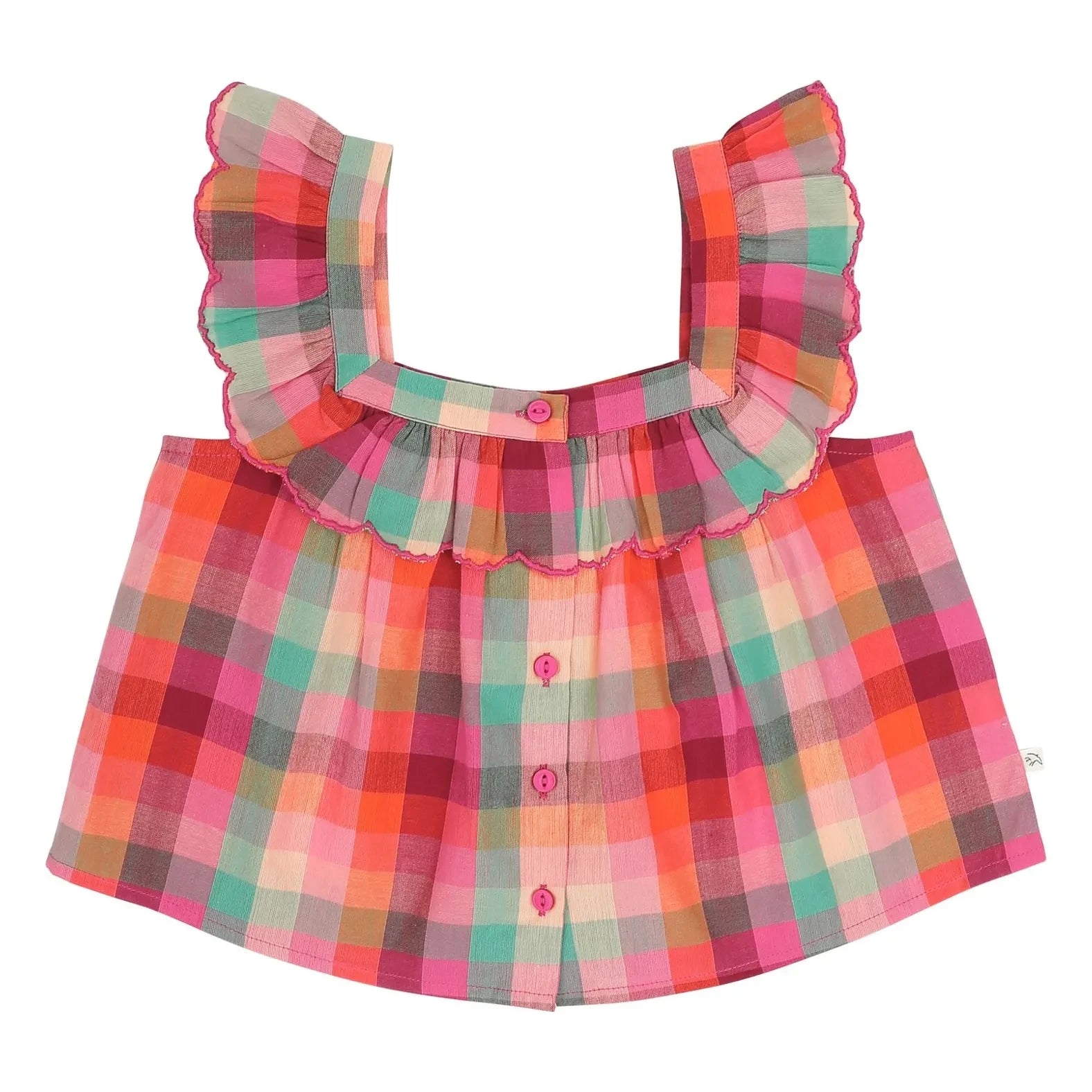 Jenest - Top Didi Tartán Algodón Orgánico | Fucsia