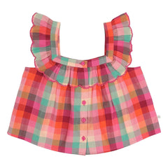 Jenest - Top Didi Tartán Algodón Orgánico | Fucsia