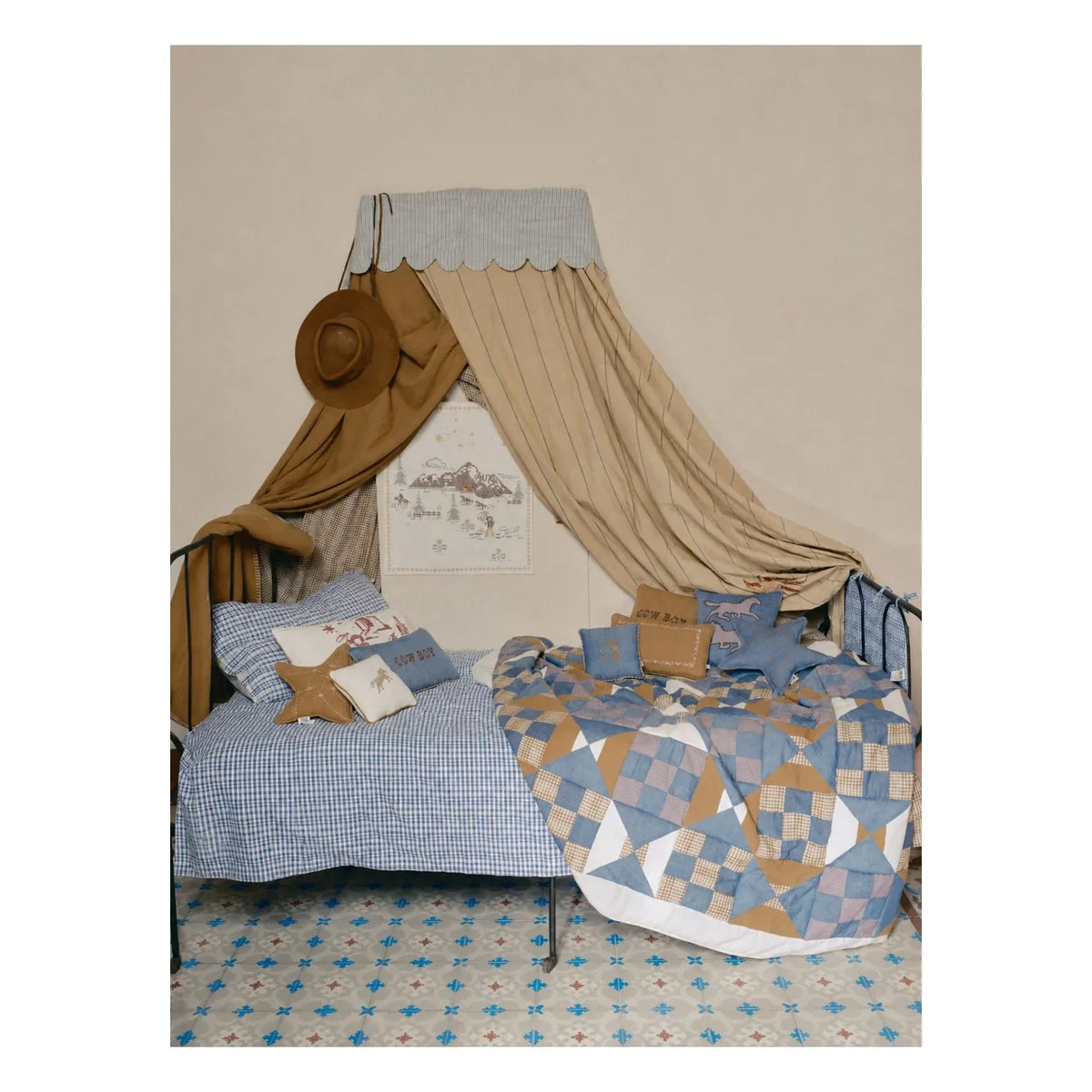 Editions Aimable - Juego de cama Paulette | Mavi Vichy Pamuk