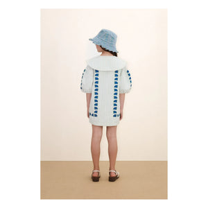 Tinycottons - Vestido Cuello Oversize con Flores | Azul