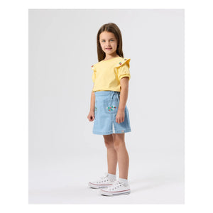 Goldie + Ace - Falda chambray con fresas | Azul