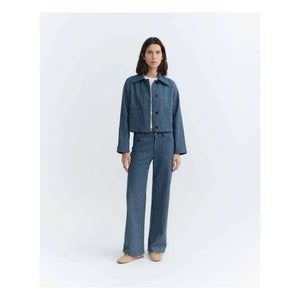 Thinking Mu - Astrid Chaqueta de Algodón Orgánico a Rayas | Gris azulado
