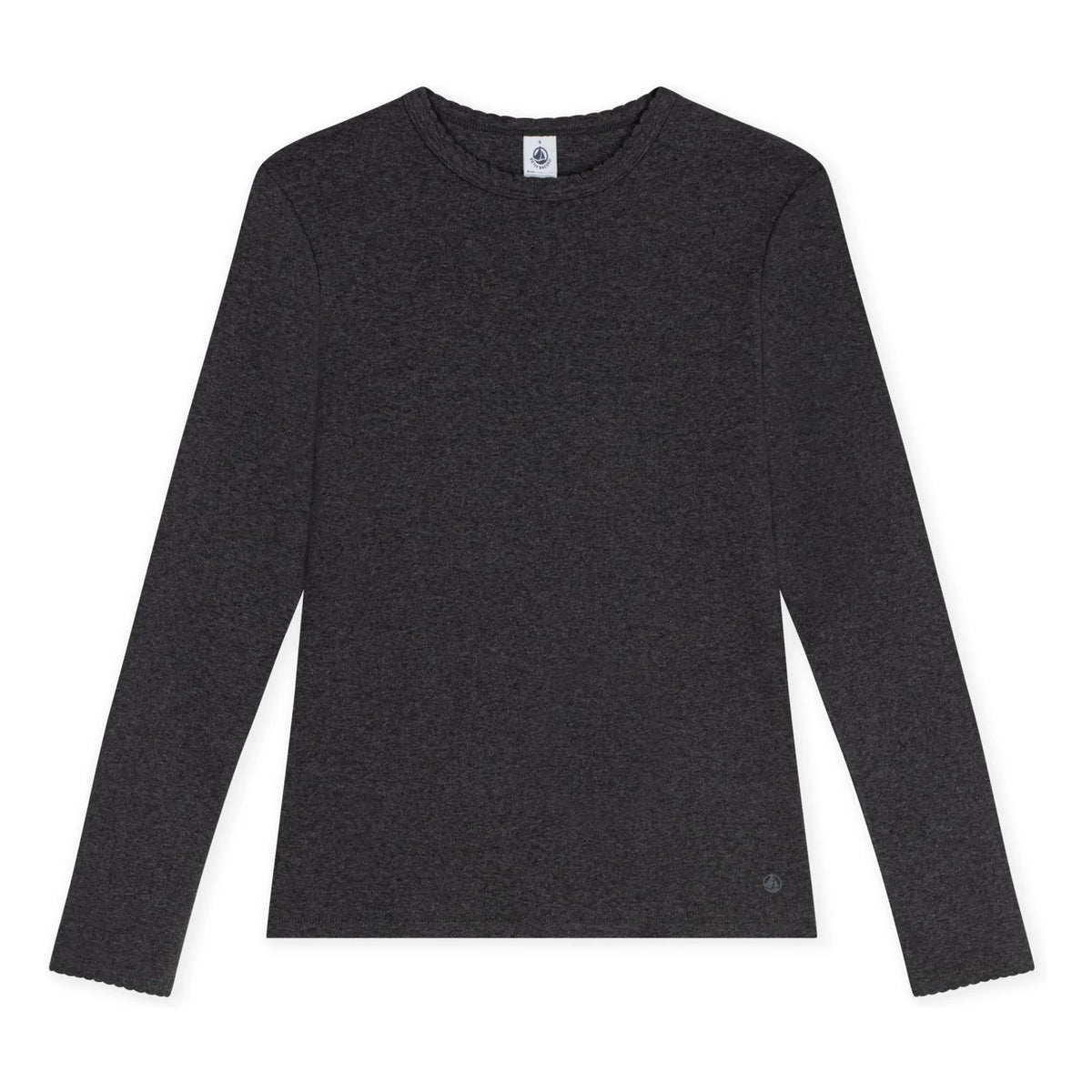 Petit Bateau - Camiseta Point Cocotte de algodón orgánico | Gris carbón