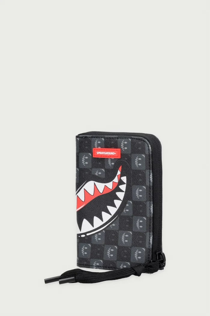 Sprayground - Cartera de tiburones grises de cuero sintético en París 910W9315NSZ